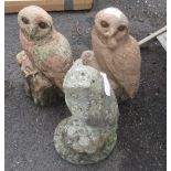 3 CONCRETE OWLS