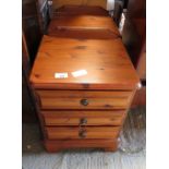 PAIR OF PINE STAINED BEDSIDE UNITS