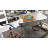 GALVANIZED WHEELBARROW & GARDEN HOSE