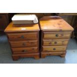 PAIR OF STAINED PINE BEDSIDE CABINETS