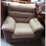 TWO TONE SUEDE ARMCHAIR WITH RECLINING FOOTREST