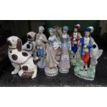 CERAMIC FIGURES TO INCLUDE DOGS