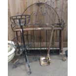 BLACK PAINTED GARDEN GATE, 2 TIER METAL PLANTER ETC