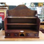 MAHOGANY HANGING UNIT WITH SHELVES & 2 DRAWERS