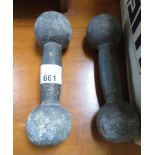 PAIR OF EARLY 20TH CENTURY DUMBBELL WEIGHTS