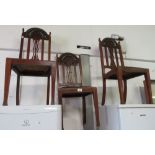 4 MAHOGANY DINING CHAIRS WITH LEATHER SEATS