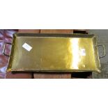RECTANGULAR BRASS TRAY WITH HAMMERED BASE