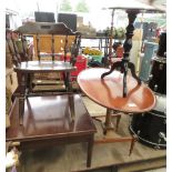 DUAL PURPOSE CARD TABLE, OVAL MAHOGANY TABLE & CARVER CHAIR