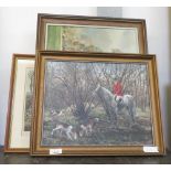 FRAMED HUNTING OIL ON CANVAS TOGETHER WITH OTHER SIMILAR PAINTINGS