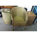 LLOYD LOOM LUSTY SQUARE WASHING BASKET ALONG WITH ANOTHER IN A SIMILAR STYLE & A CHAIR