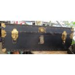 BLUE BRASS EDGED TRUNK