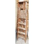 2 VINTAGE WOODEN STEP LADDERS