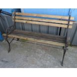GARDEN BENCH WITH BLACK PAINTED ENDS