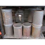 QUANTITY OF METAL CHEESE MOULDS INCLUDING SHEPTON MALLET, MEASURE & GLASS BUTTER MAKER