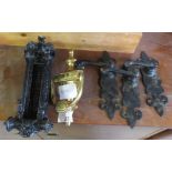 BAT DOOR KNOCKER WITH LETTER APERTURE TOGETHER WITH ANOTHER DOOR KNOCKER & 3 HANDLES