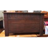 STAINED OAK BLANKET BOX WITH CAST IRON HINGES