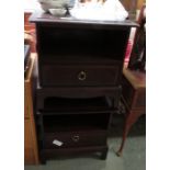 PAIR OF STAG MINSTREL DARK WOOD BEDSIDE CABINETS