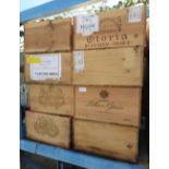 8 VINTAGE WOODEN WINE CRATES