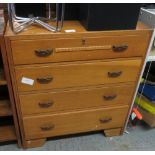 MID CENTURY CHEST OF 4 LONG GRADUATED DRAWERS