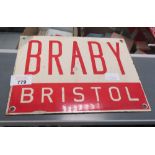 ENAMEL SIGN BRABY BRISTOL""