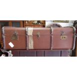 WOOD BOUND STEAMER TRUNK