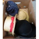 2 STRAW HATS, TOGETHER WITH OTHER HATS