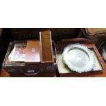 2 SMALL WOODEN BOXES & SMALL LEATHER CASE + CONTENTS