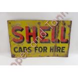 Enamel advertising double sided sign, Shell cars for hire""
