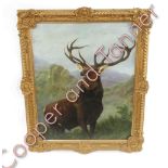 After Landseer - The Monarch of the Glen, oil on canvas in decorative gilt frame, 99cms x 81cms