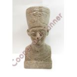 An Egyptian style stone bust of a Pharaoh 33cms high