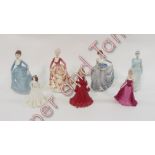 Seven assorted Coalport figures including Savannah and Heart to Heart