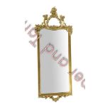 A 20th Century rectangular gilt frame wall mirror in Rococo style frame, 127cms high max 52cms