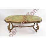 An onyx and brass shaped rectangular coffee table 47cms high 123cms wide