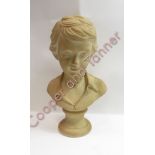 A 20th century alabaster bust of a boy, 36cm high