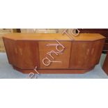 A G - Plan sideboard with three short drawers and two cupboard section, 73cm high, 185cm long,