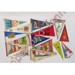 A collection of vintage flags/pennants