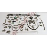 A collection of assorted silver and silver coloured jewellery