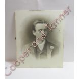 An early 20th Century photographic portrait on opaque glass panel signed W G Lewis, Bath, 31cms x