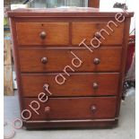 A Victorian mahogany chest of two short and three long drawers on plinth base 115cms high 102cms