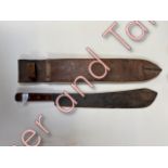 A WWII period machete stamped to the blade "S&J Kitchin, Ltd, Sheffield" in a leather sheath