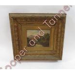 A late 19th Century oil on board of mountainous Lakeland scene with two figure in a rowing boat,