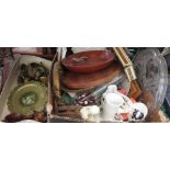 A QUANTITY OF BRASSWARE,WOODEN BOWLS & ANIMALS ETC