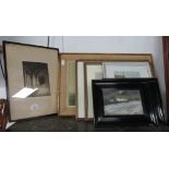 PAIR OF PASTELS IN EBONISED FRAMES BY GORDON STORY, TOGETHER WITH OTHER FRAMED PICTURES & PRINTS