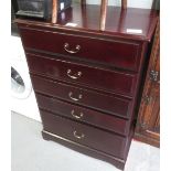 STAG STYLE CHEST OF 5 SHORT DRAWERS