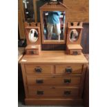 PINE DRESSING CHEST WITH TRIPLE MIRROR