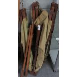 2 WWII CANVAS & WOODEN CAMP BEDS