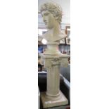 BUST OF ROMAN MAN ON A COLUMN STAND