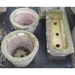 2 CIRCULAR PLANT POTS & TROUGH