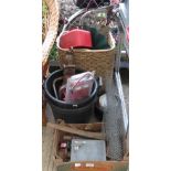 GARDEN HAND TOOLS, BASKET, POTS, ETC