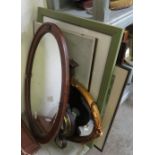 BAROMETER, 2 MIRRORS & FRAMED PICTURES